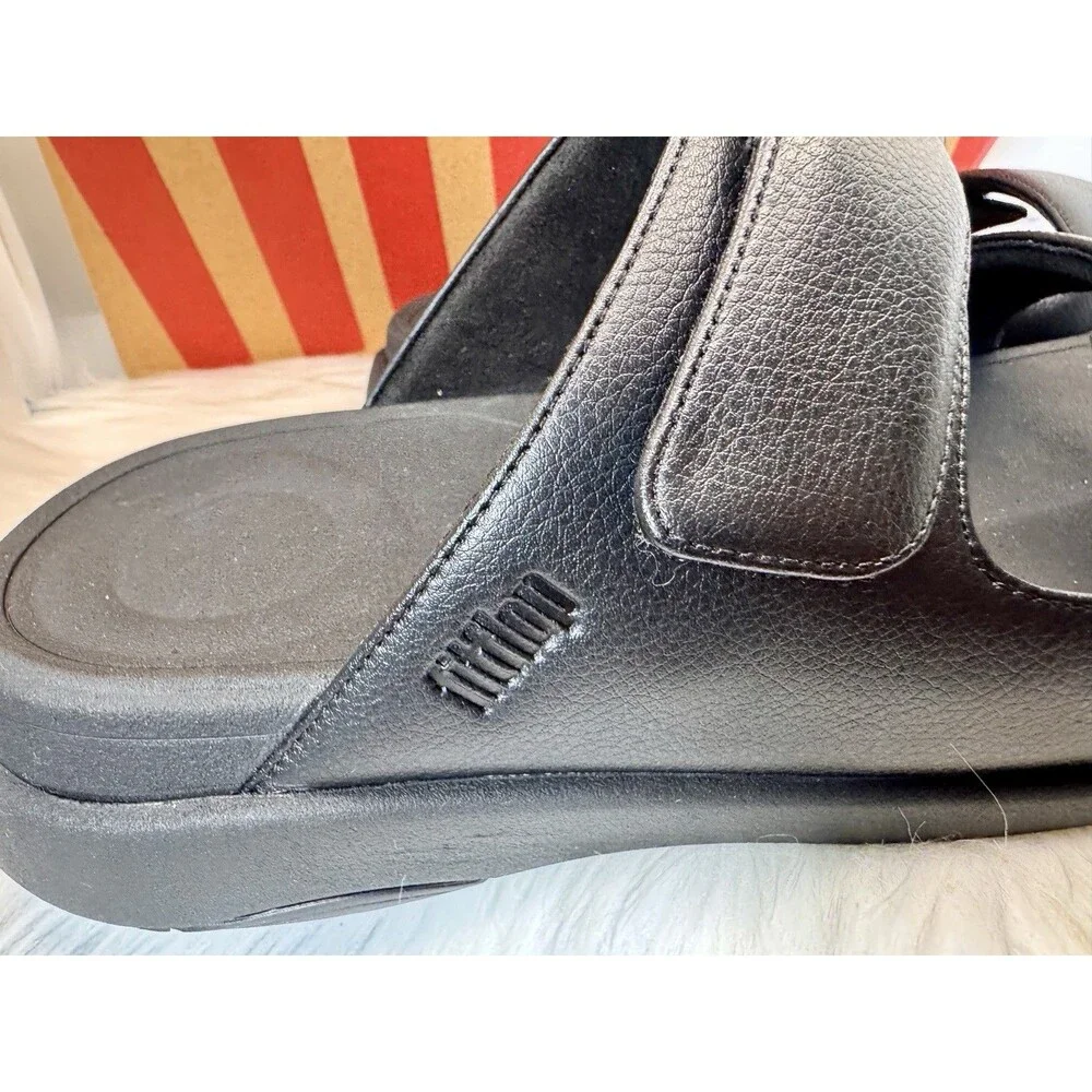 FitFlop F-MODE GO Men’s 2-Bar Slides Black US 10 Adjustable New in Box